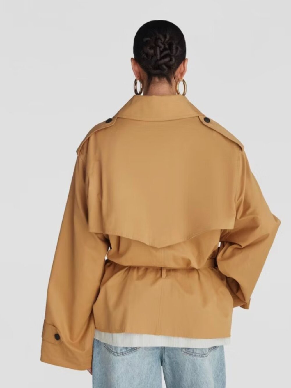 KBB by KAHLANA Women's 'The Belted Cropped Trench Jacket' - Picture 2 of 3